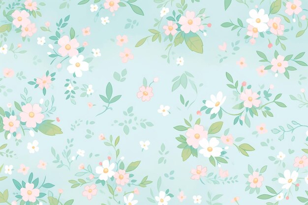 Minimalist pastel Seamless pattern of tiny vintage floral wallpaper