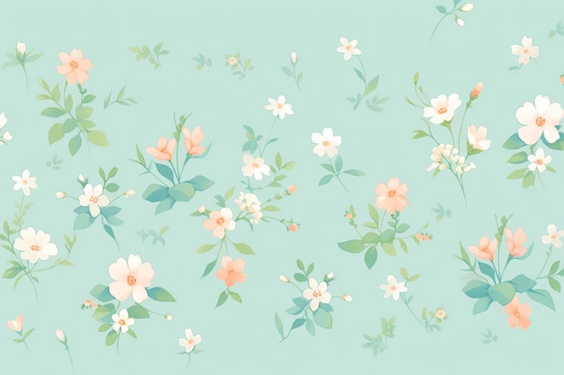 Minimalist pastel Seamless pattern of tiny vintage floral wallpaper