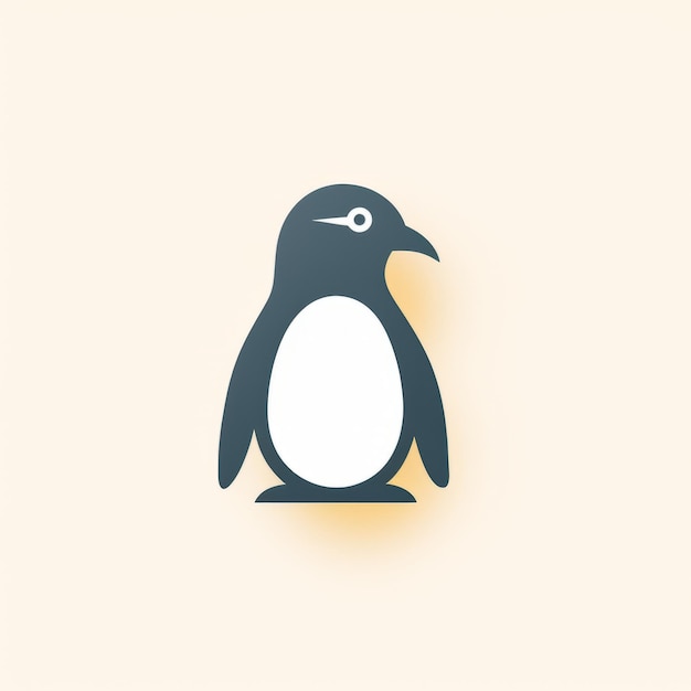 Minimalist Penguin Icon Design On Beige Background