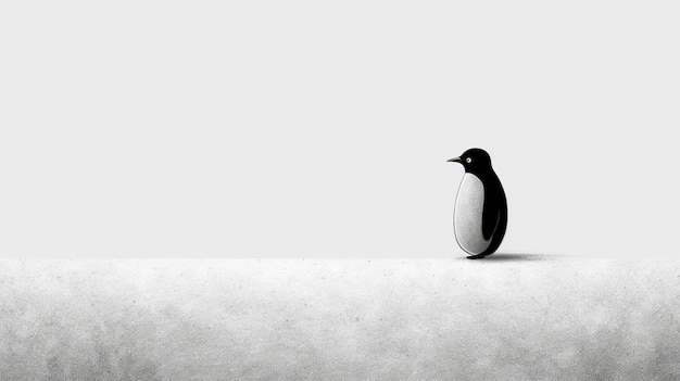 Минималистичный плакат с пингвинами, вдохновленный причудливыми иллюстрациями к детским книгам