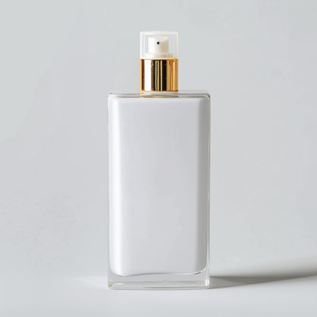 写真 麗な白い背景に隔離されたミニマリストの香水ボトルモックアップ