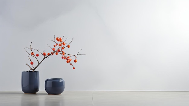minimalist persimmon arrangement with gray and navy