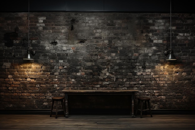 Minimalist Photo Black Brick Wall on a Dark Background