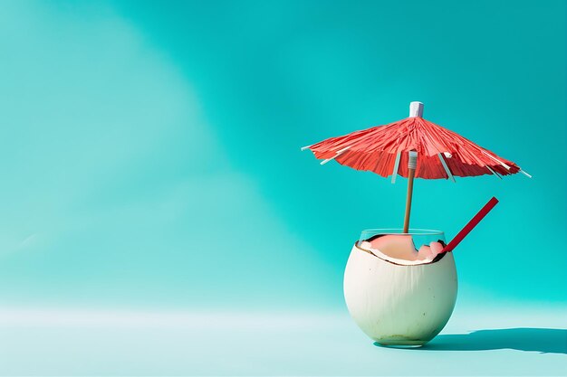 Photo minimalist photograph of a coconut drink