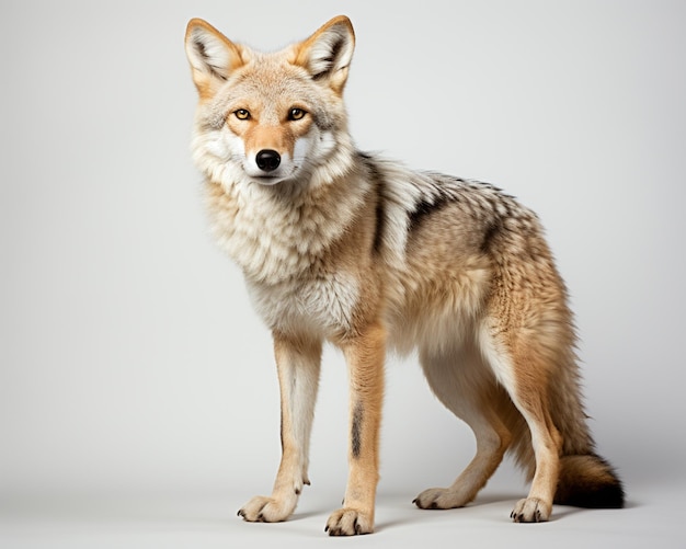 Minimalist photography of Coyote isolated white background