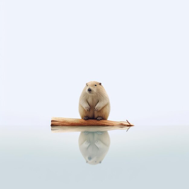 Minimalist Photography Of A Cute Beaver