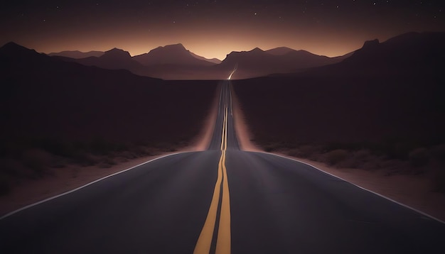 Minimalist photorealistic desert road art wallpaper long exposure