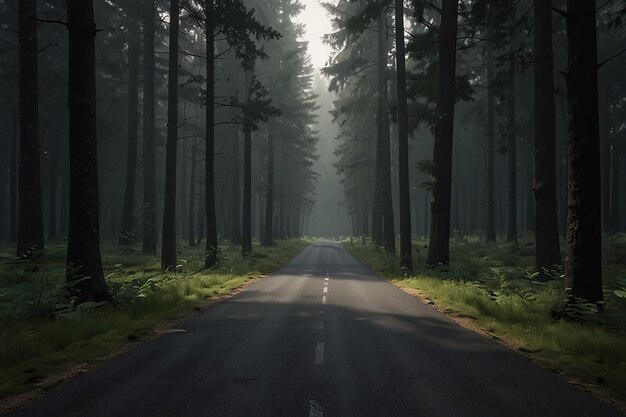 Photo minimalist photorealistic forest road