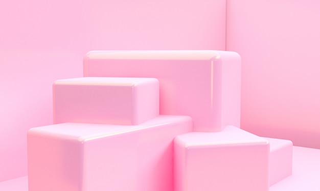 Minimalist Pink abstract geometrical, 3D render.