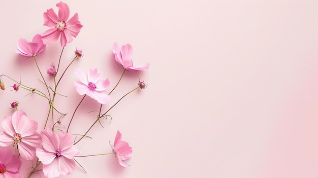 Минималистский розовый цветочный фон Простые цветы на розовом