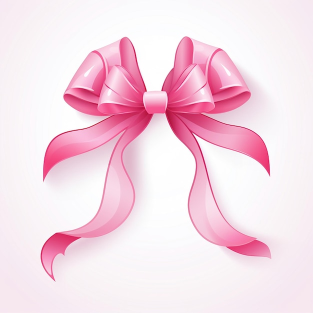 Photo minimalist pink ribbon on crisp white background