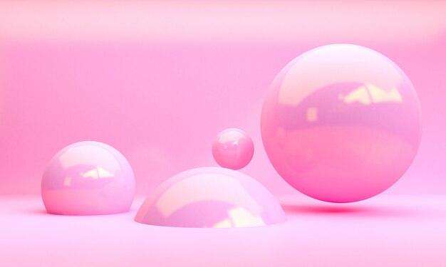 Minimalist Pink Sphere abstract geometrical, 3D render.