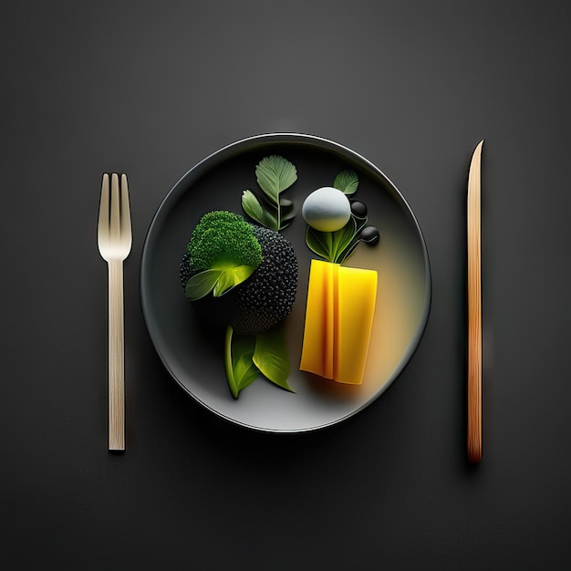 Minimalist plate of vegan food