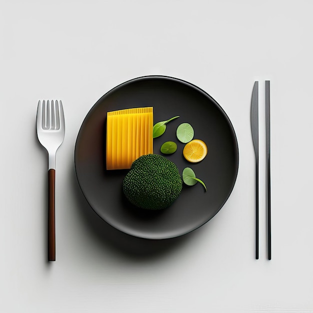Photo minimalist plate of vegan food