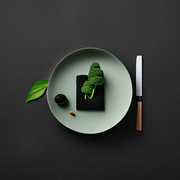 Minimalist plate of vegan food