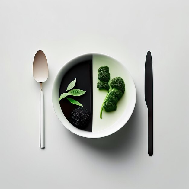 Photo minimalist plate of vegan food