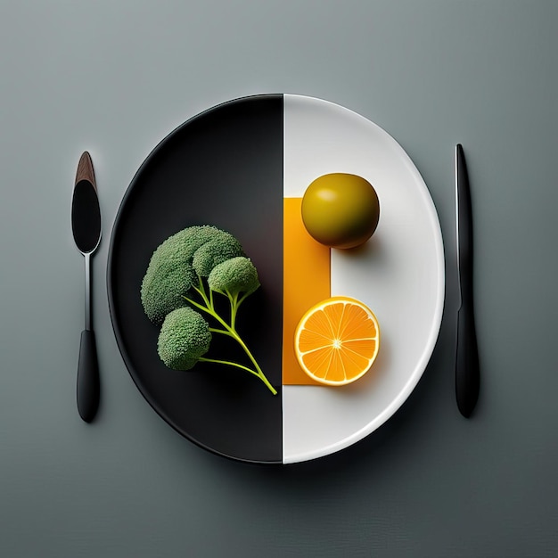 Photo minimalist plate of vegan food