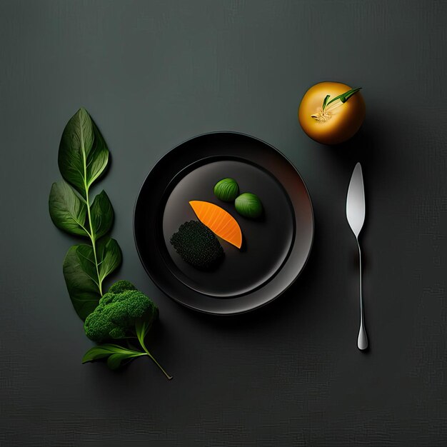 Photo minimalist plate of vegan food