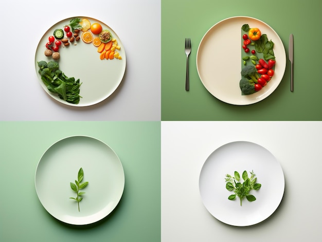 Photo minimalist plate of vegan food