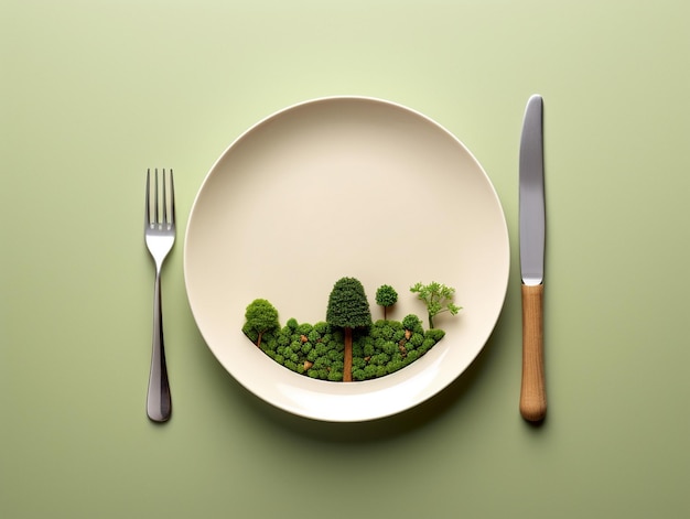 Minimalist plate of vegan food