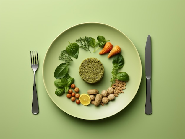 Minimalist plate of vegan food