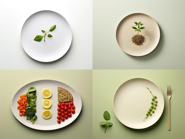 Foto piatto minimalista di cibo vegano