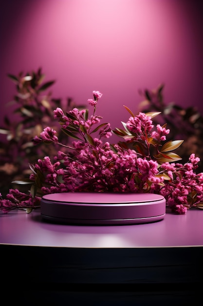 Minimalist Podium with Flowers