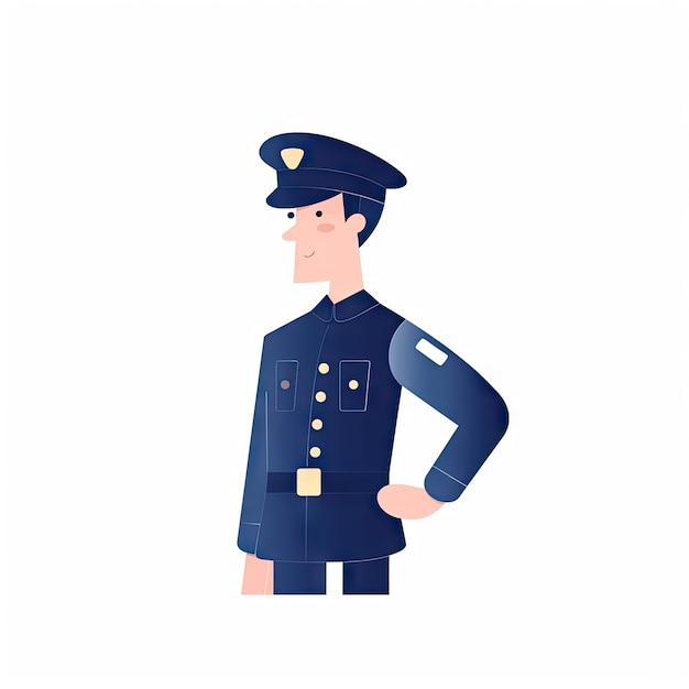 Minimalist Policeman Cartoon Illustration on White Background