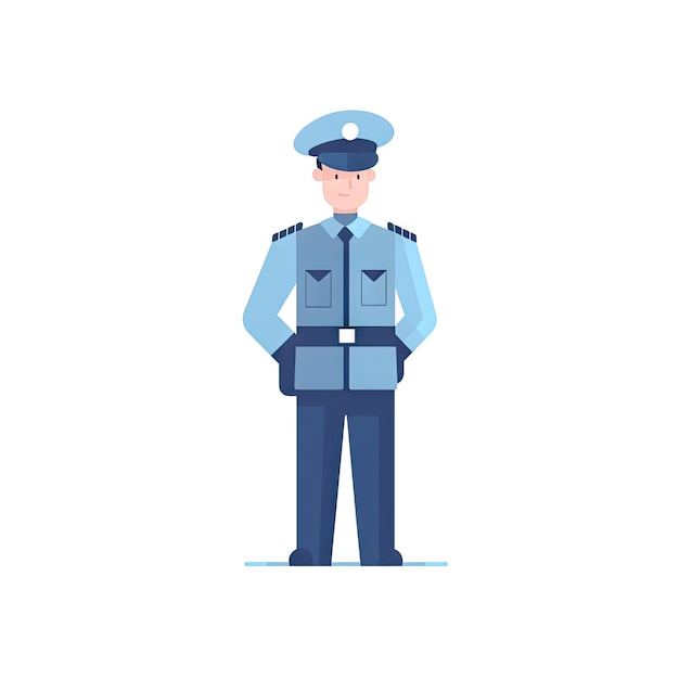 Minimalist Policeman Cartoon Illustration on White Background