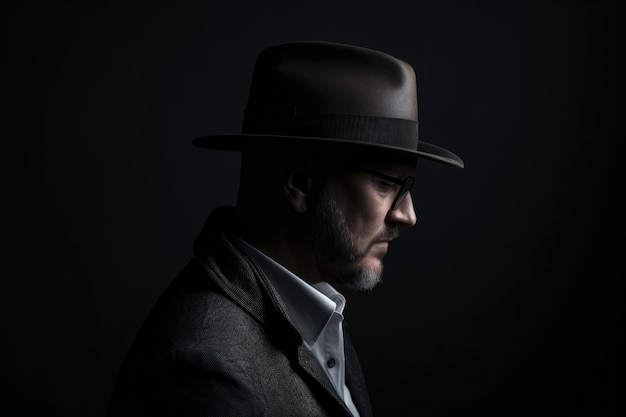 Premium AI Image | Minimalist Portrait of a Mysterious Man with a Fedora