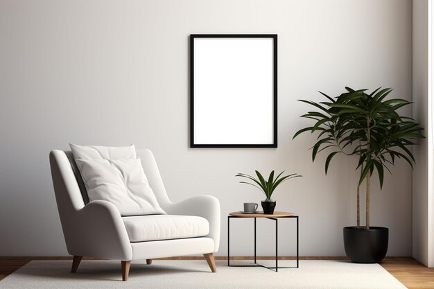 Photo minimalist poster frame mockup indoor created with generative ai