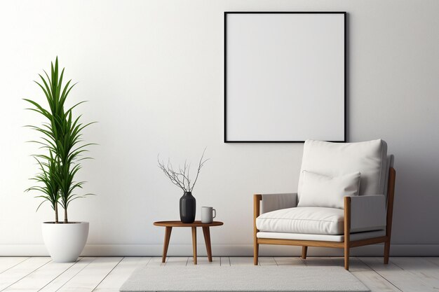 Minimalist Poster Frame Mockup Indoor created with Generative AI