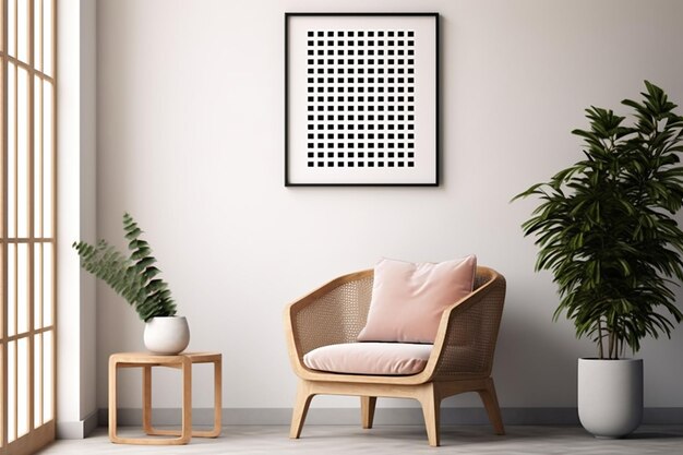 Minimalist Poster Frame Mockup Indoor created with Generative AI