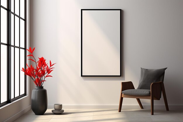 Foto mockup di cornice di poster minimalista per interni creato con ai generativa