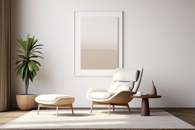 Minimalist Poster Frame Mockup Indoor created with Generative AI