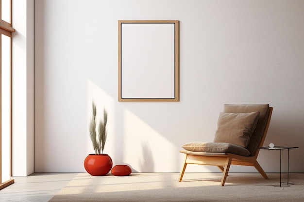 Minimalist Poster Frame Mockup Indoor created with Generative AI