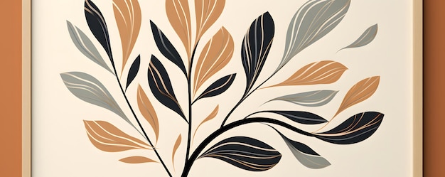 Минималистский плакат с абстрактной композицией листьев