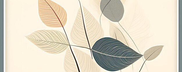 Фото Минималистский плакат с абстрактной композицией листьев в стиле современного коллажа