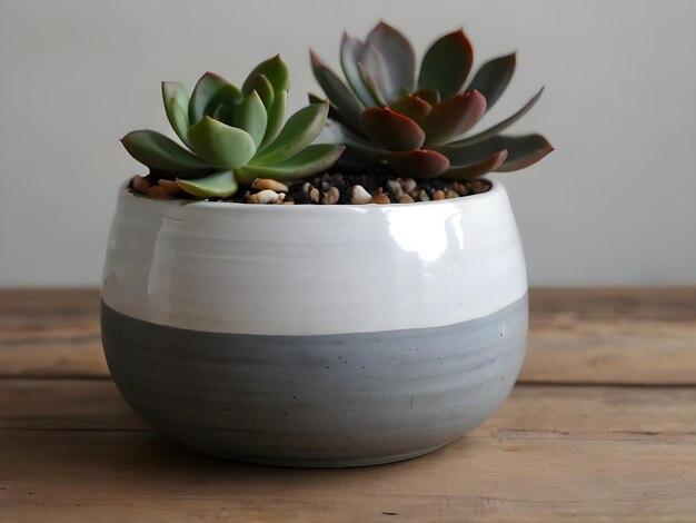 Photo minimalist pot with succulent at home