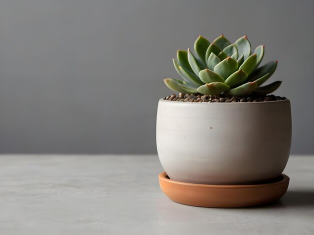 Minimalist pot with succulent at home