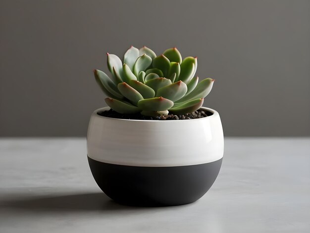 Foto una pentola minimalista con succulente a casa