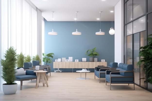 Minimalist reception of modern health office hospital interior mock up