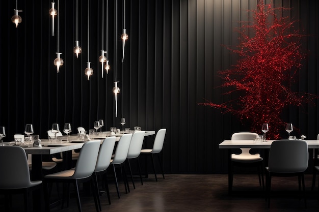 minimalist restaurant with a Christmas feel concept