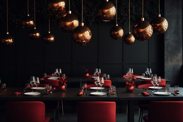 minimalist restaurant with a Christmas feel concept