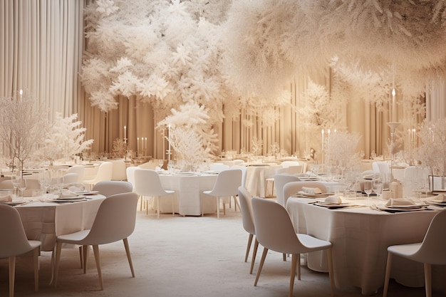 minimalist restaurant with a Christmas feel concept