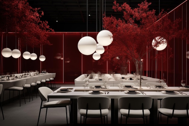 minimalist restaurant with a Christmas feel concept