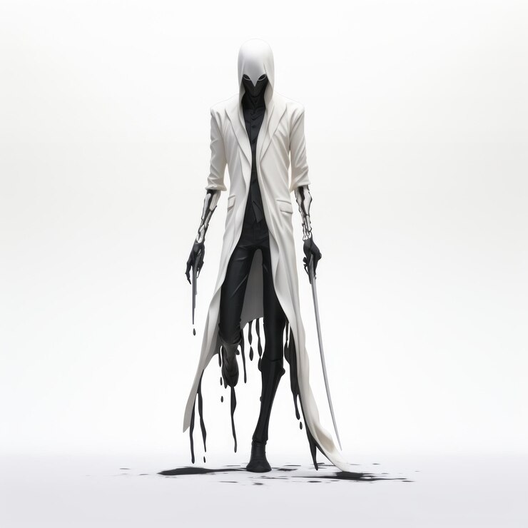 Photo minimalist revenant white outfit sword and cloak