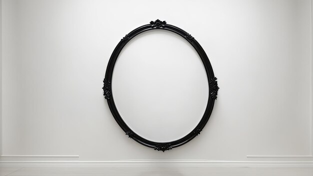 Photo minimalist reverie black oval frame on white canvas