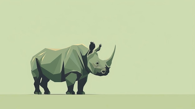 Photo minimalist rhinoceros against light green background