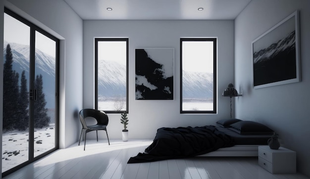 Minimalist room interior design ai generative 3d rendering